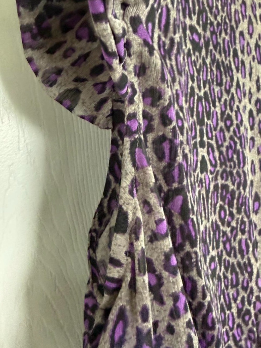 Miley Cyrus x Max Azria y2k XL Blouse Purple Cheetah Print Indie Grunge Ruffles - Picture 5 of 7